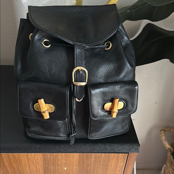 Black Leather Backpack - Picture 1 of 16